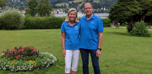 Heidi Rauch und Peter Herrchen in der Medical Park-Klinik St. Hubertus in Bad Wiessee am Tegernsee: kurz vor dem Video-Dreh
